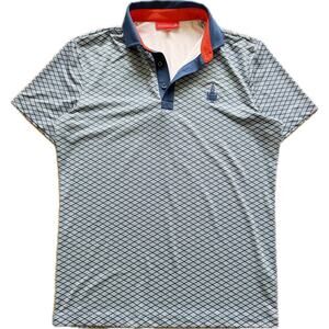 Redvanly Polo Shirt Mens S Blue Geometric Golf Flex Union League of Philidelphia